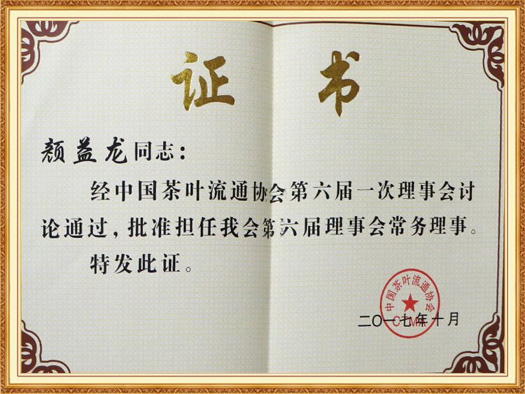 顏益龍同志擔任第六屆理事會常務理事